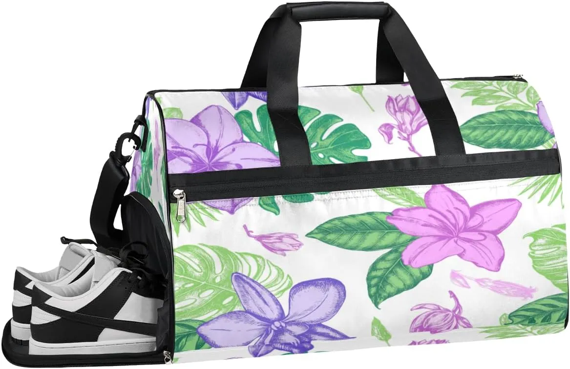 Rhododendron Flower Sports Gym Bag with Wet Pocket & Shoes Compartment Waterproof Workout Duffel Bag for Women and Men Weekender Overnight Duffle Bag Travel Carry-on Tote