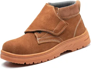 Safety Trainers Men Women Work Shoes Steel Toe Cap Trainers Lightweight Breathable Protective Industrial Boots Sneakers Anti Slip (Color : Brown, Size : 5.5 US)