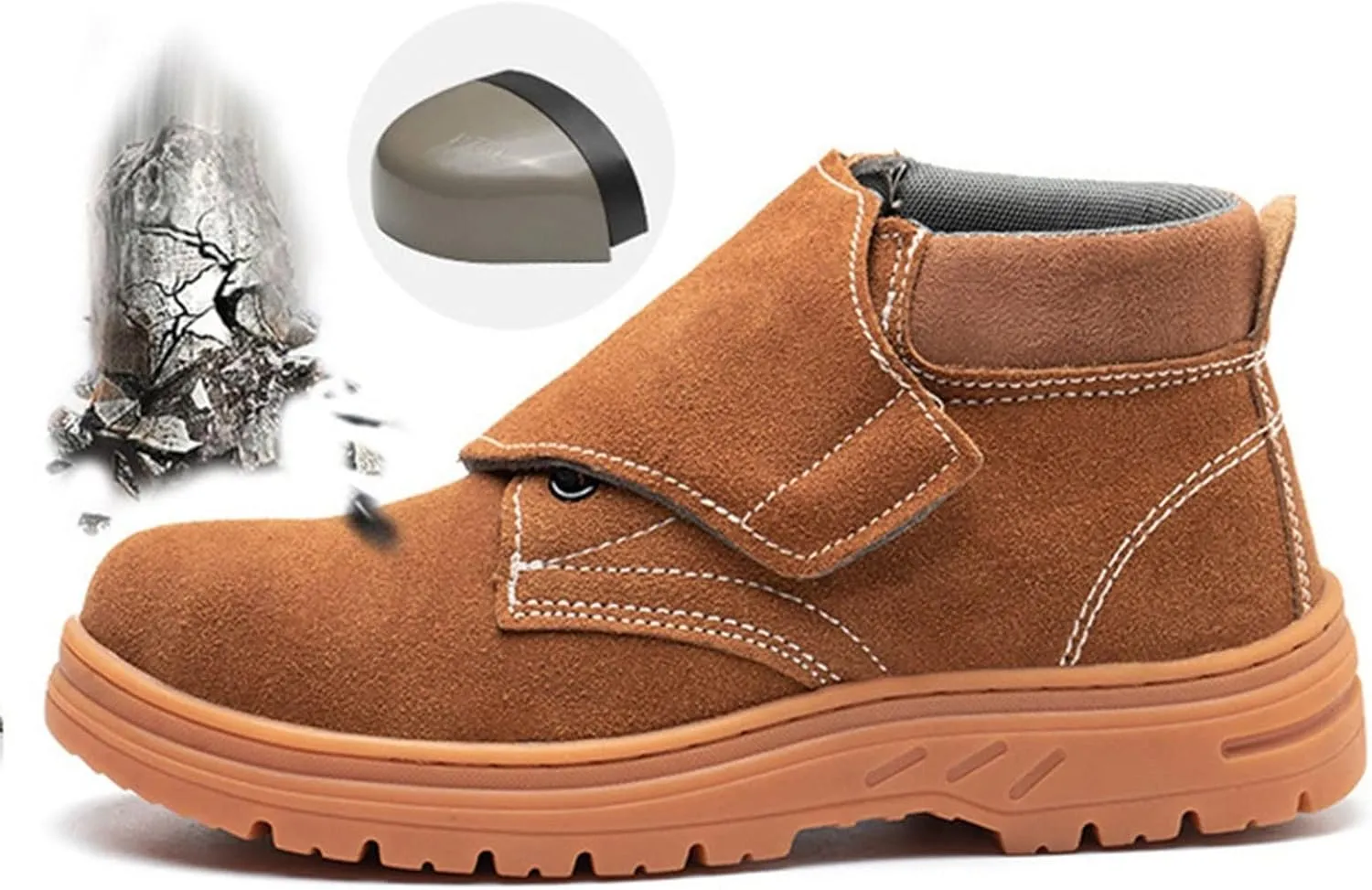 Safety Trainers Men Women Work Shoes Steel Toe Cap Trainers Lightweight Breathable Protective Industrial Boots Sneakers Anti Slip (Color : Brown, Size : 5.5 US)