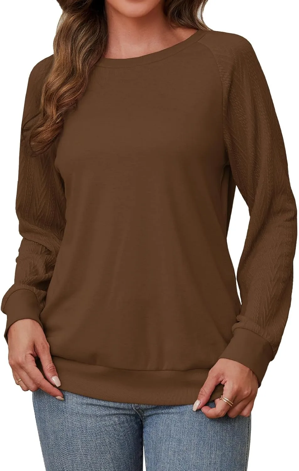Shirts for Women Lightweight Business Casual Long Sleeve Crewneck Tops Womens Fashion 2025