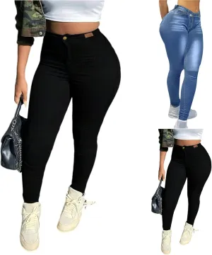 Skinny Jeans for Women Trendy Slim Fit High Waisted Stretchy Jeans Plus Size Tummy Control Denim Leggings with Pockets