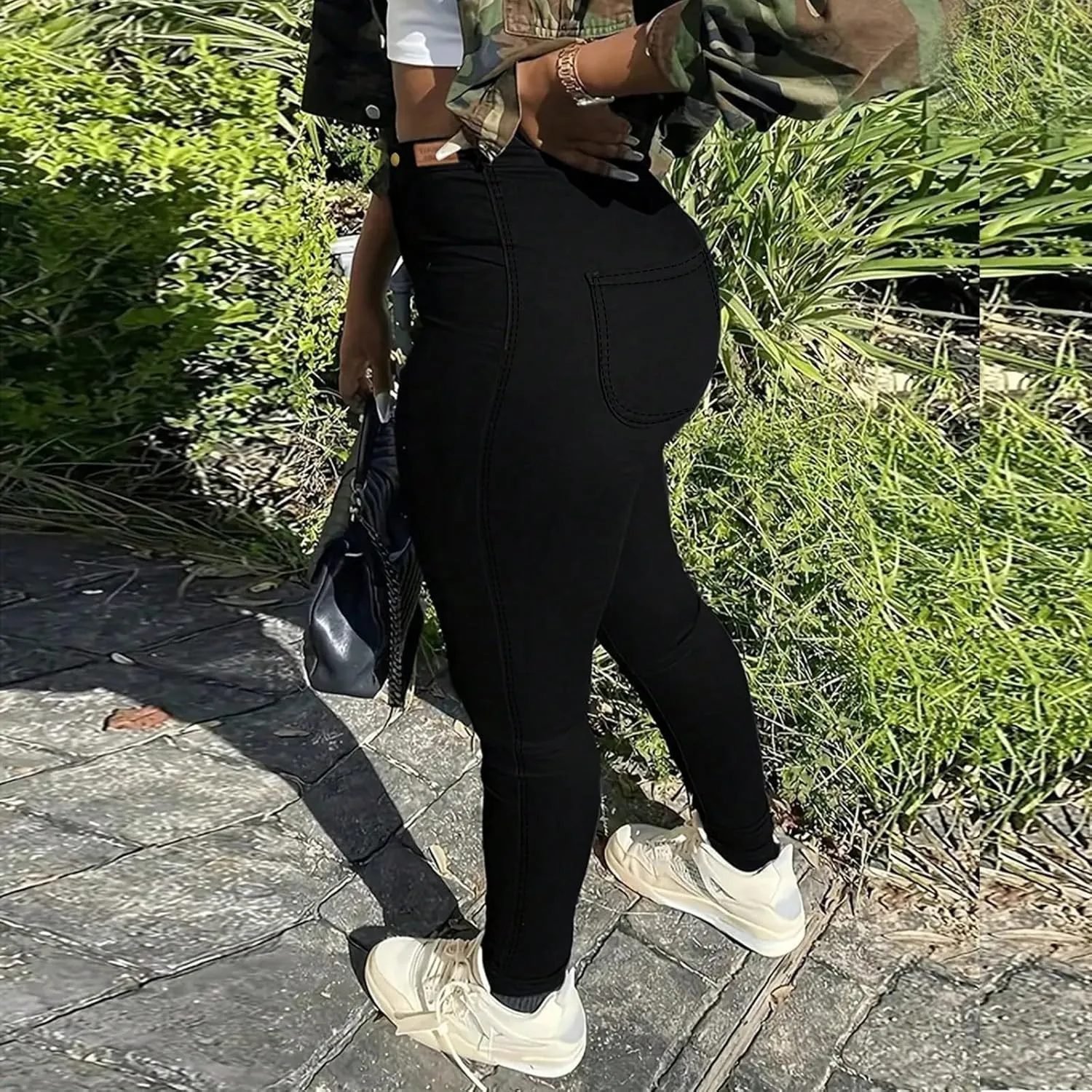 Skinny Jeans for Women Trendy Slim Fit High Waisted Stretchy Jeans Plus Size Tummy Control Denim Leggings with Pockets