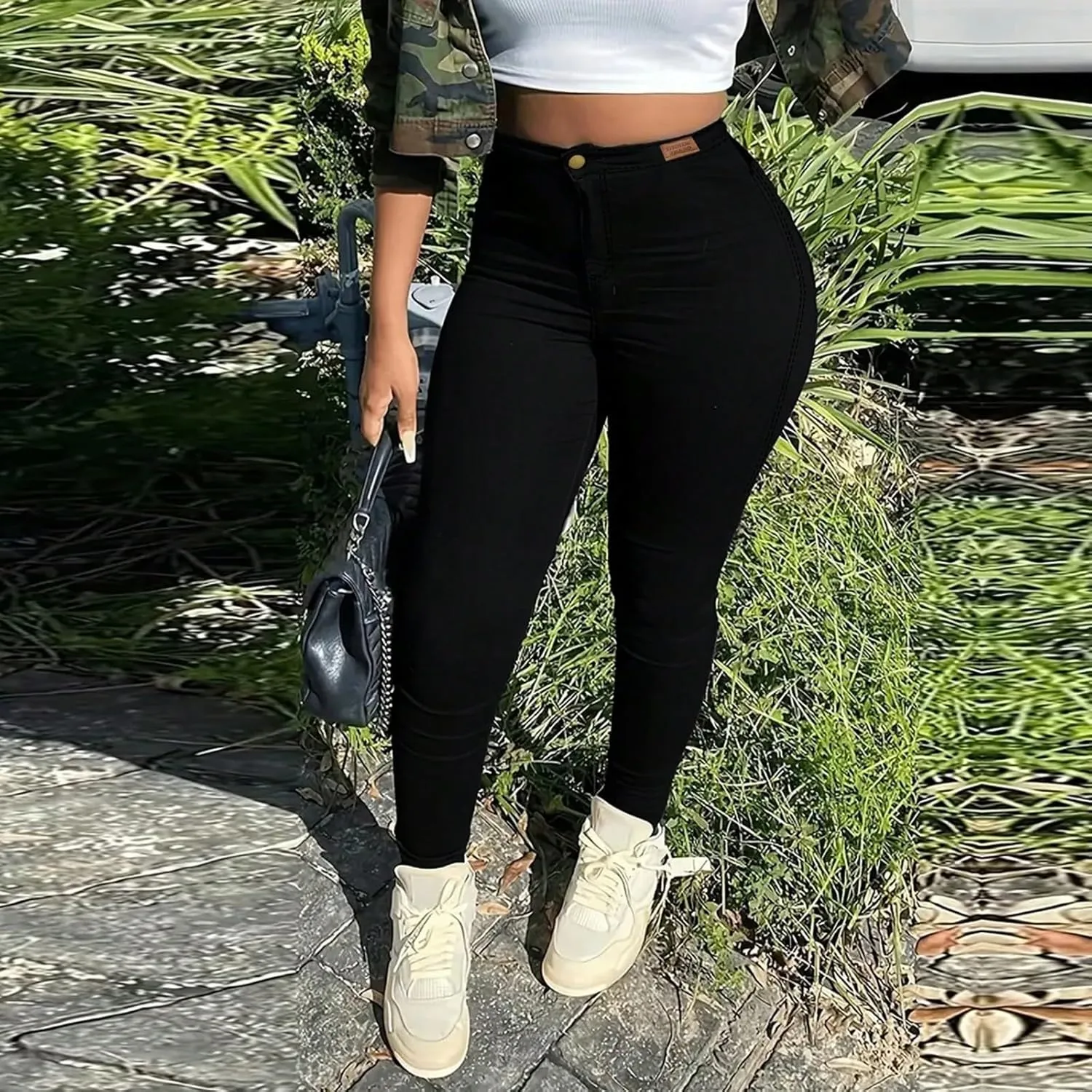 Skinny Jeans for Women Trendy Slim Fit High Waisted Stretchy Jeans Plus Size Tummy Control Denim Leggings with Pockets
