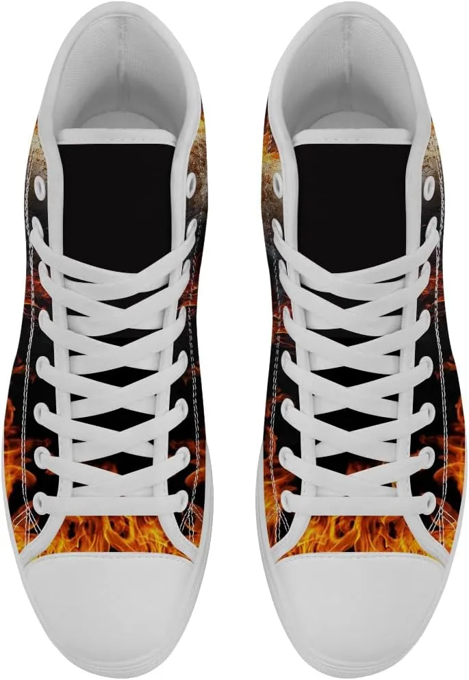 Skull High Top Canvas Shoes for Men Women High Top Sneakers Lace Up Casual Shoes Gifts for Dad Mom
