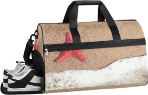 Starfishes Beach Sports Gym Bag with Wet Pocket & Shoes Compartment Waterproof Workout Duffel Bag for Women and Men Weekender Overnight Duffle Bag Travel Carry-on Tote