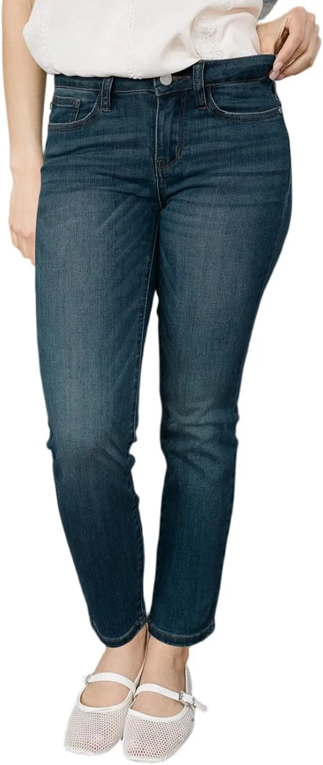 Straight Leg Jeans for Women Stretchy High Waisted Bootcut Jeans Y2K Cute Slim Fit Vintage Pull On Denim Pants