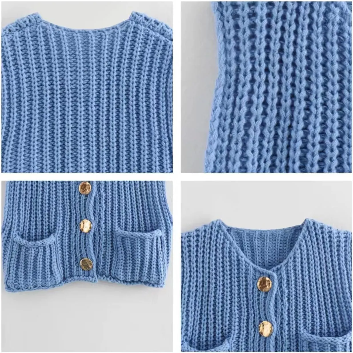 Sumleno Womens Trendy Knit Sweater Vest Solid Button Down Chunky Sleeveless Crochet Cardigan Y2k Crop Tank Tops Streetwear
