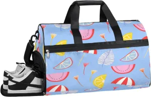 Summer Lemon Holiday Sports Gym Bag with Wet Pocket & Shoes Compartment Waterproof Workout Duffel Bag for Women and Men Weekender Overnight Duffle Bag Travel Carry-on Tote