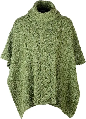 Supersoft Merino Wool Poncho with Cowl Neck