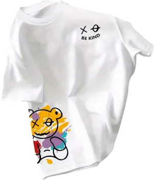 SweatyRocks Women's Short Sleeve Cute Bear Graphic Tees Round Neck Oversized T-Shirt Summer