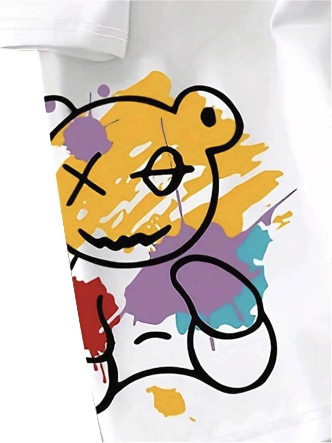 SweatyRocks Women's Short Sleeve Cute Bear Graphic Tees Round Neck Oversized T-Shirt Summer