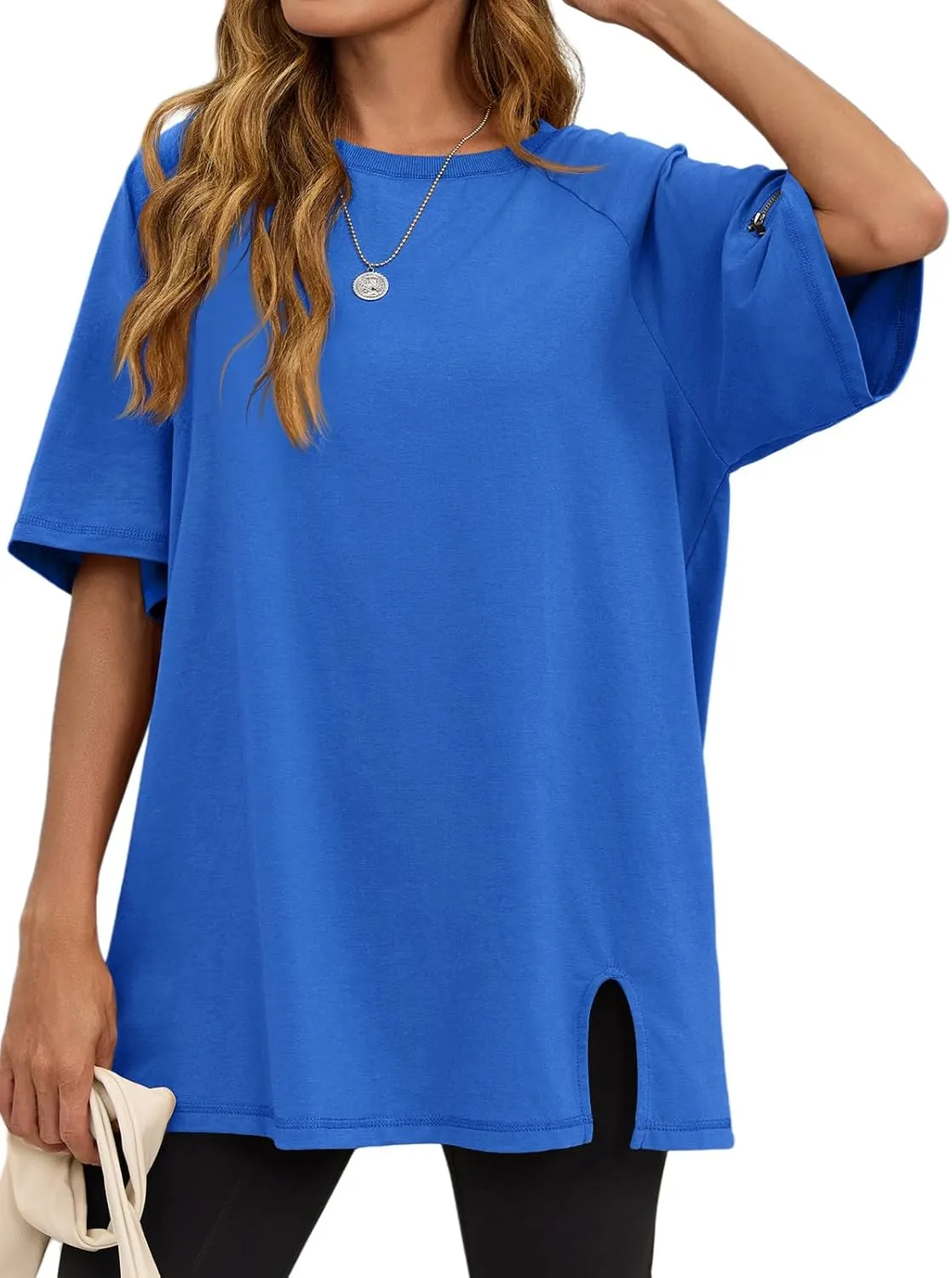 Tankaneo Womens Oversized Workout Tshirts Split Hem Raglan Short Sleeve Tops Summer Casual Loose Fit Tee Shirt