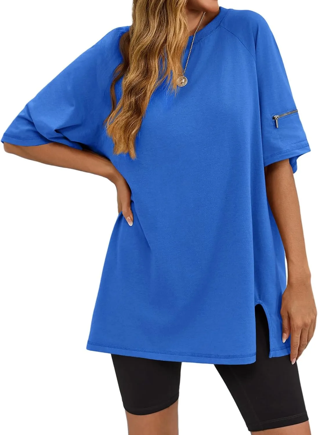 Tankaneo Womens Oversized Workout Tshirts Split Hem Raglan Short Sleeve Tops Summer Casual Loose Fit Tee Shirt