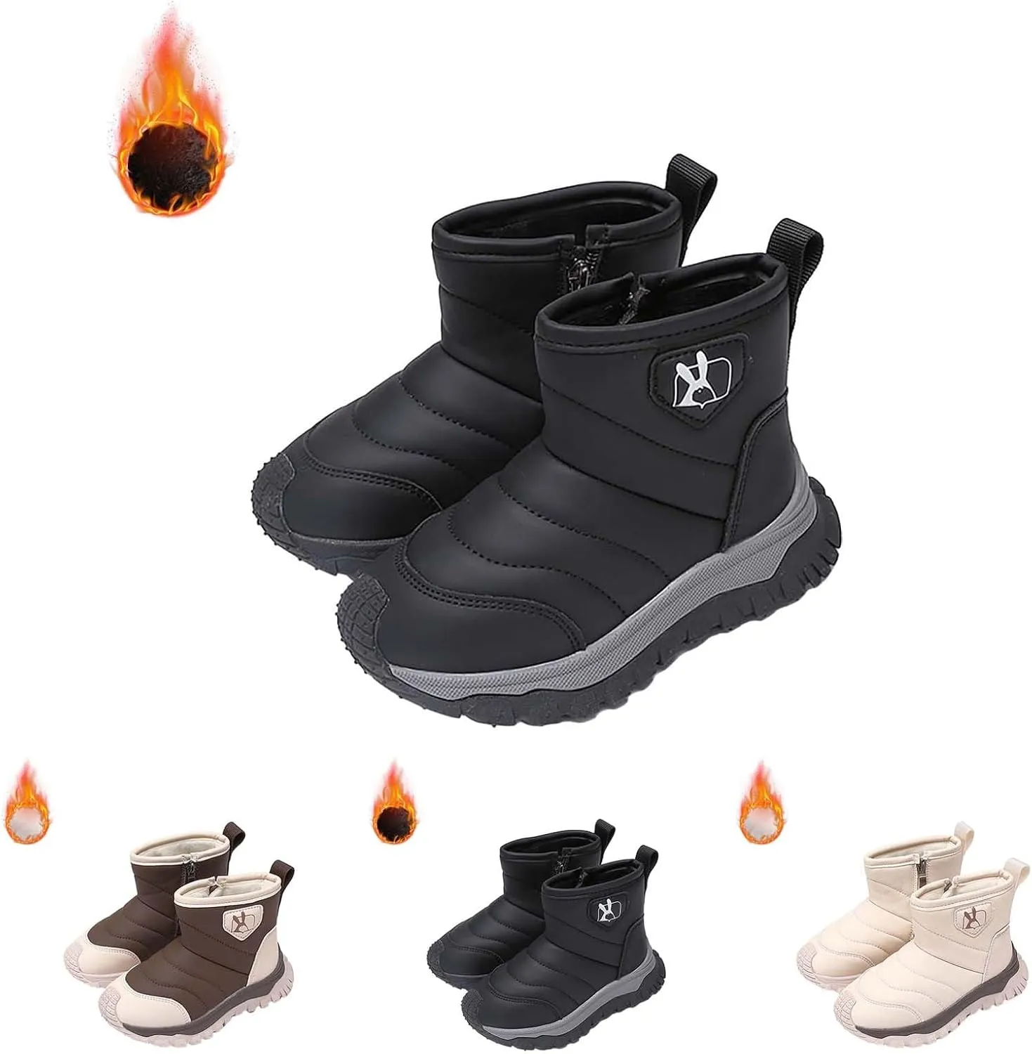 Toddler Baby Snow Boots Winter Shoes Boys Girls Cold Weather Faux Fr Shoes Kids Warm Anti-Slip Ankle Boots Winter Boot