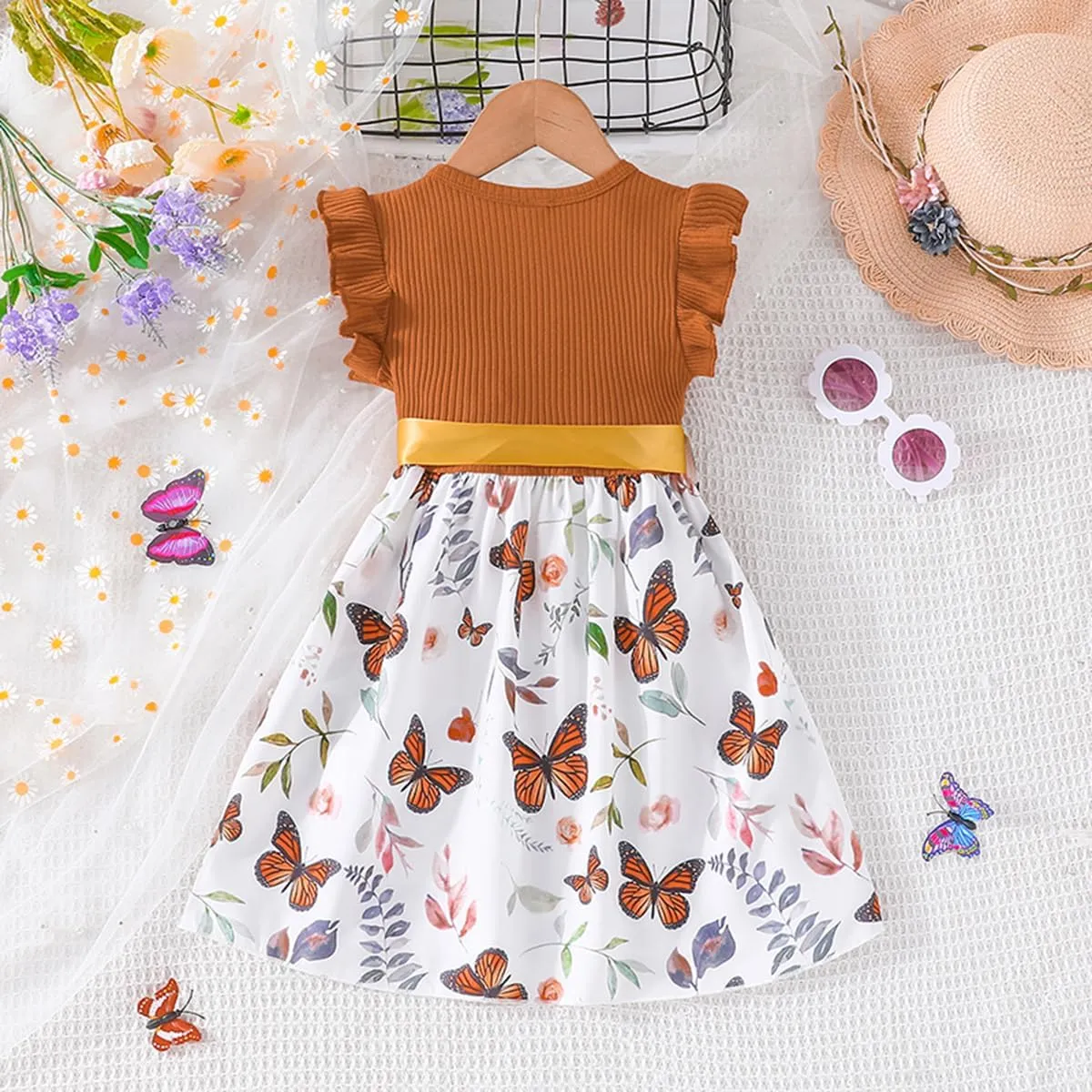 Toddler Girls Dress, Ruffle Sleeveless Summer Baby Girl Fashion Dresses 3-8Y