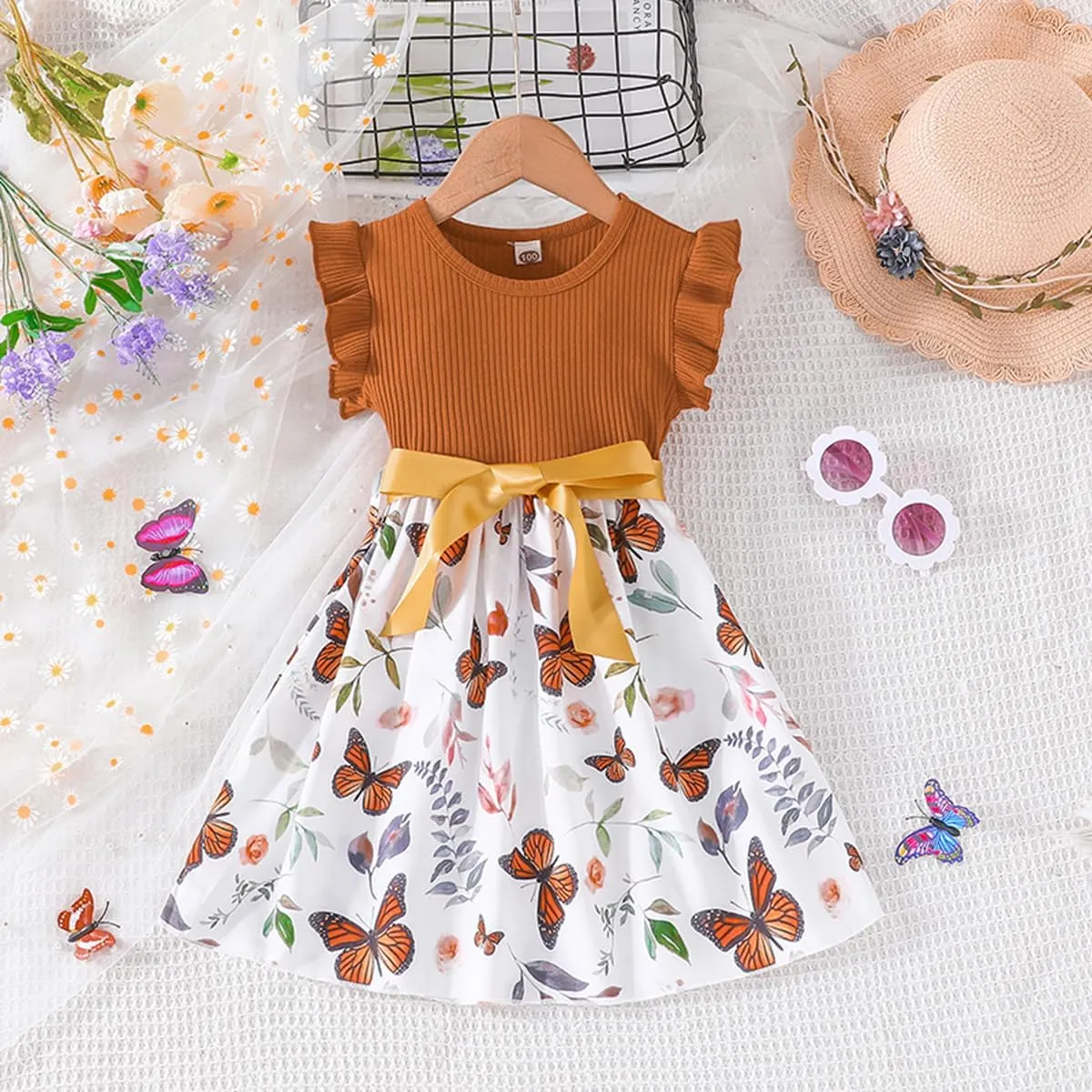 Toddler Girls Dress, Ruffle Sleeveless Summer Baby Girl Fashion Dresses 3-8Y