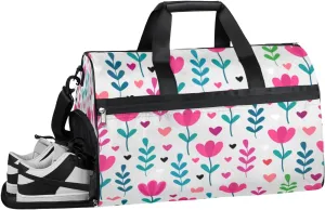 Tulip Flowers Sports Gym Bag with Wet Pocket & Shoes Compartment Waterproof Workout Duffel Bag for Women and Men Weekender Overnight Duffle Bag Travel Carry-on Tote