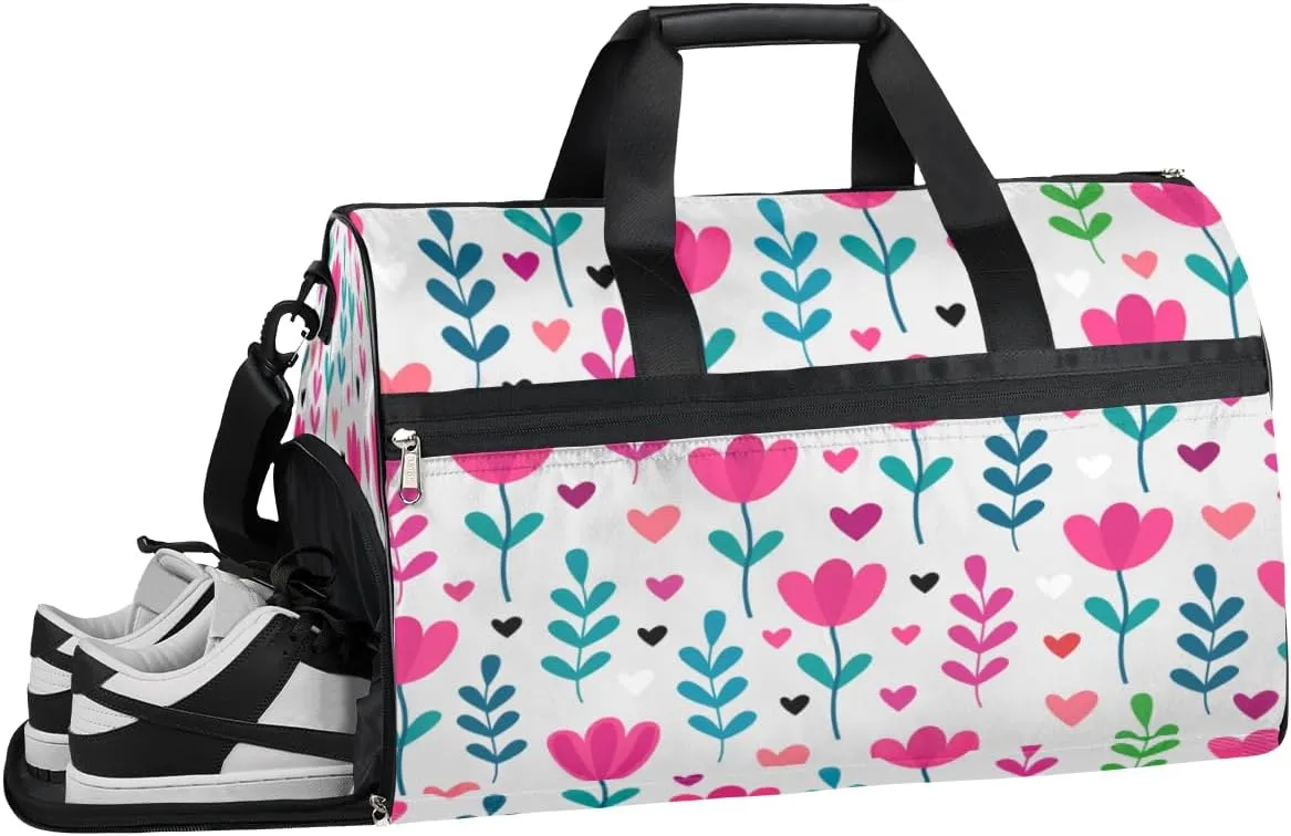 Tulip Flowers Sports Gym Bag with Wet Pocket & Shoes Compartment Waterproof Workout Duffel Bag for Women and Men Weekender Overnight Duffle Bag Travel Carry-on Tote