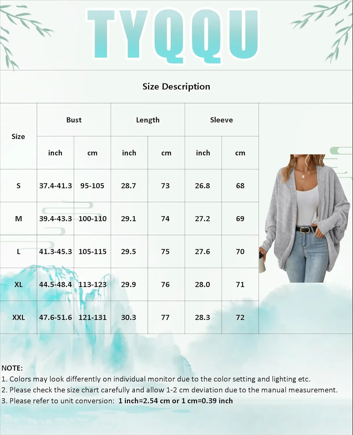 TYQQU Women's Long Sleeve Slouchy Cardigan Cable Knit Open Front Sweater Fashion Casual Outerwear