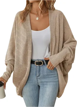 TYQQU Women's Long Sleeve Slouchy Cardigan Cable Knit Open Front Sweater Fashion Casual Outerwear