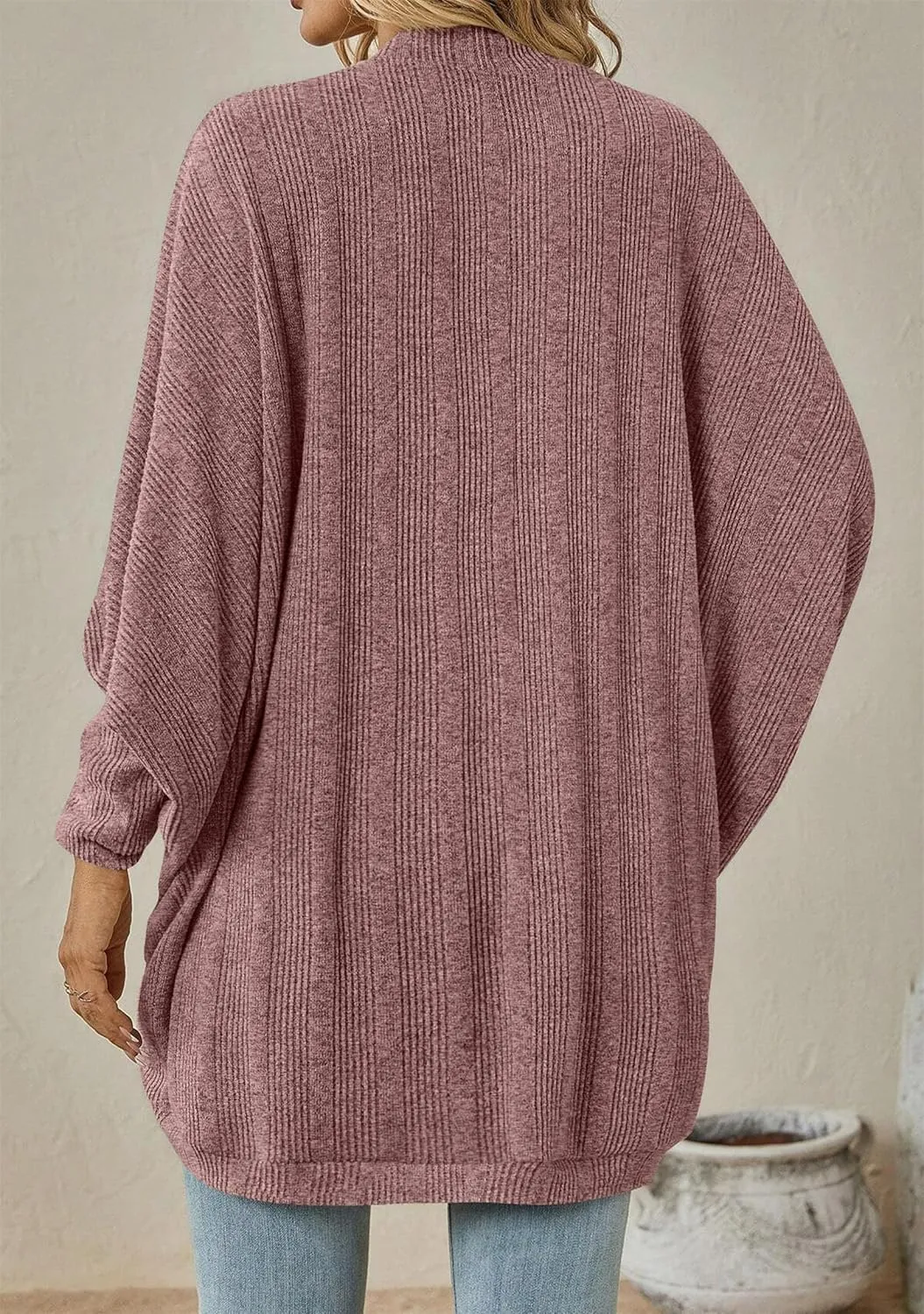TYQQU Women's Long Sleeve Slouchy Cardigan Cable Knit Open Front Sweater Fashion Casual Outerwear
