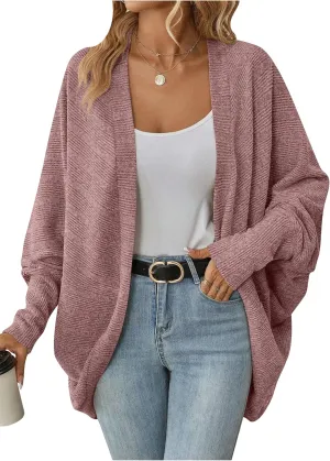 TYQQU Women's Long Sleeve Slouchy Cardigan Cable Knit Open Front Sweater Fashion Casual Outerwear