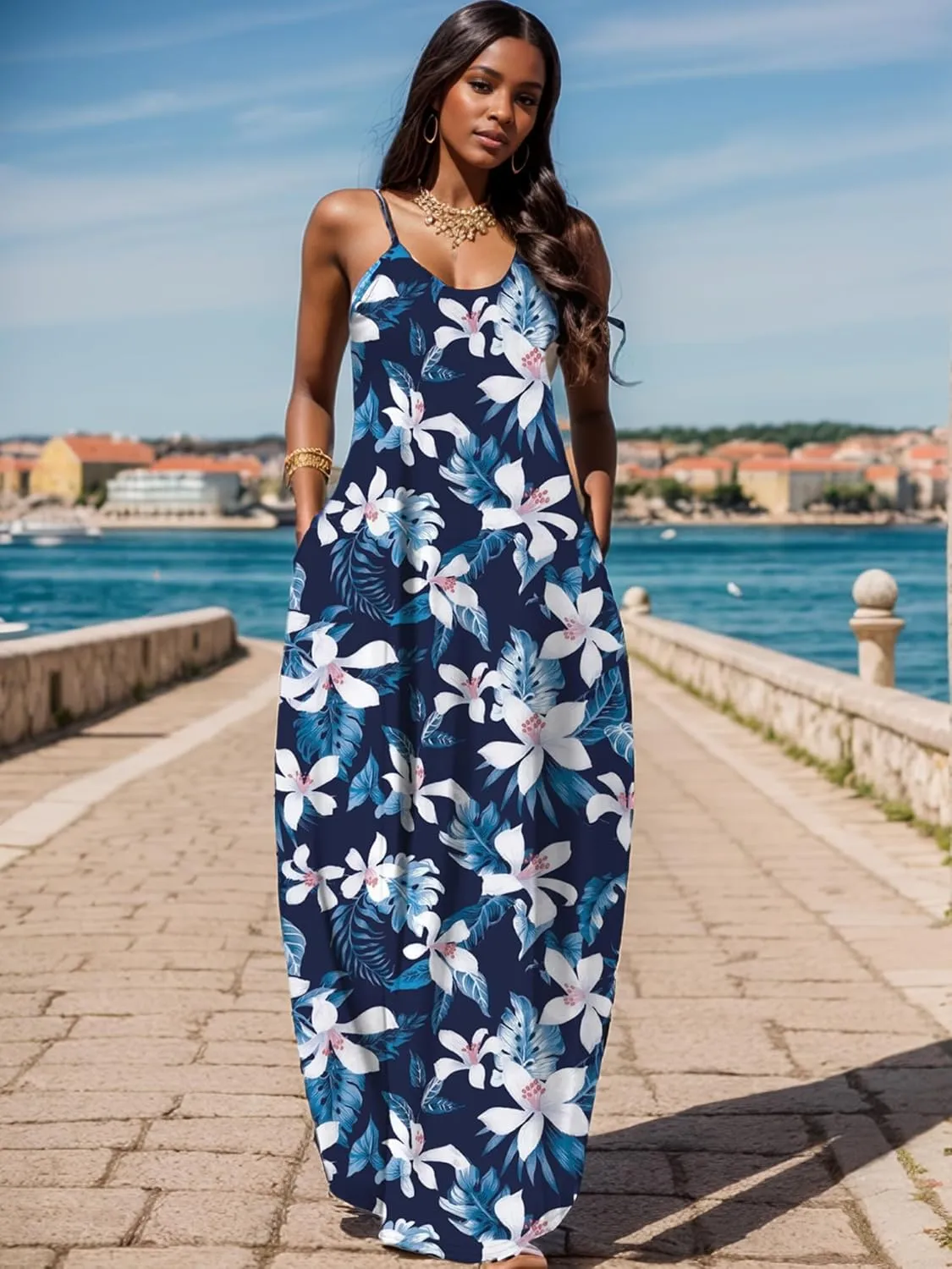 UOUA Hawaiian Dresses for Women Plus Size Sundress Luau Party Summer Curvy Maxi Tropical Boho Sexy Dress