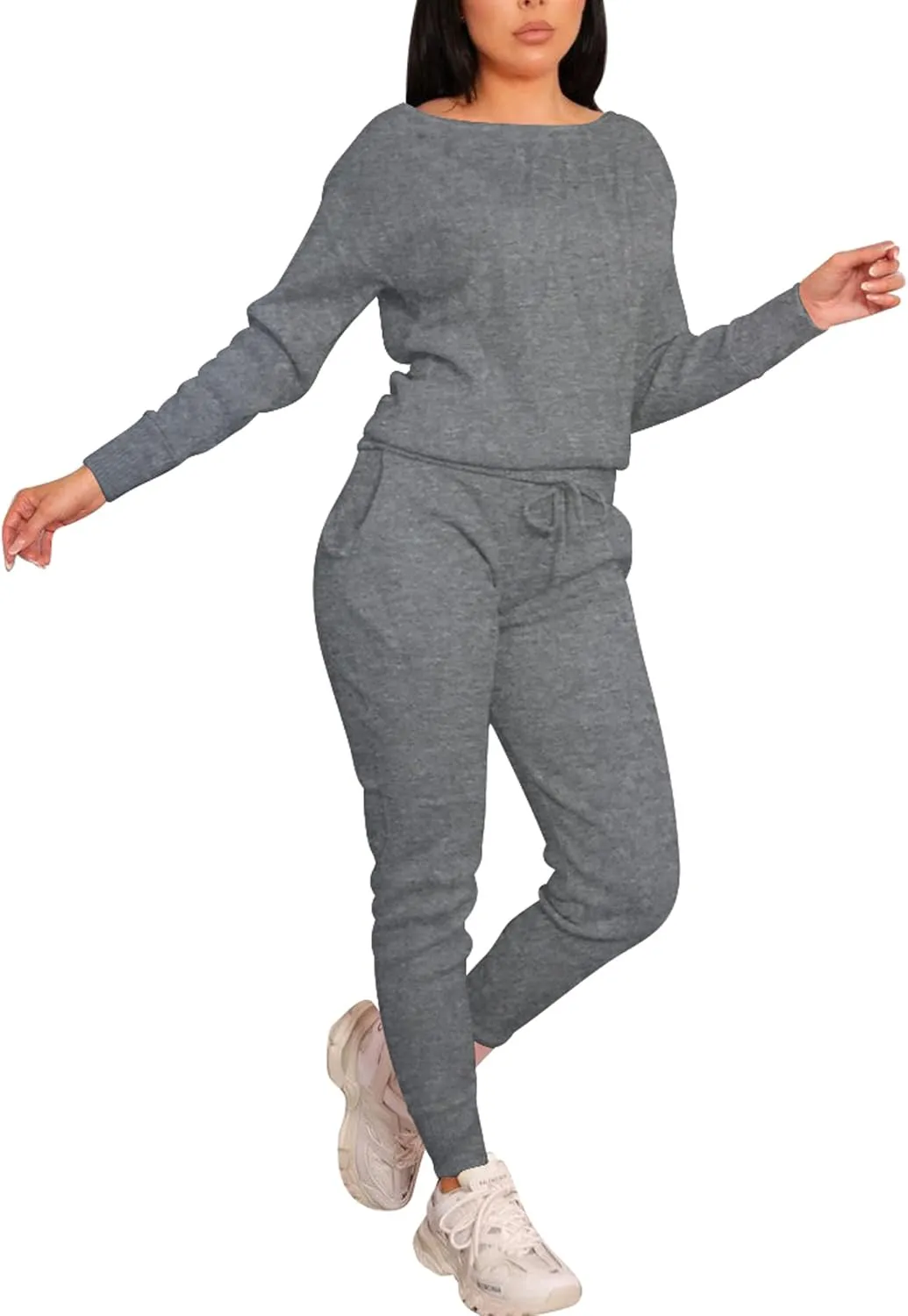 VASAUGE Women's Workout 2 Piece Tracksuit Outfits Long Sleeve Tops Track Sweat Suits Jogger Pants Sets Sweatsuit