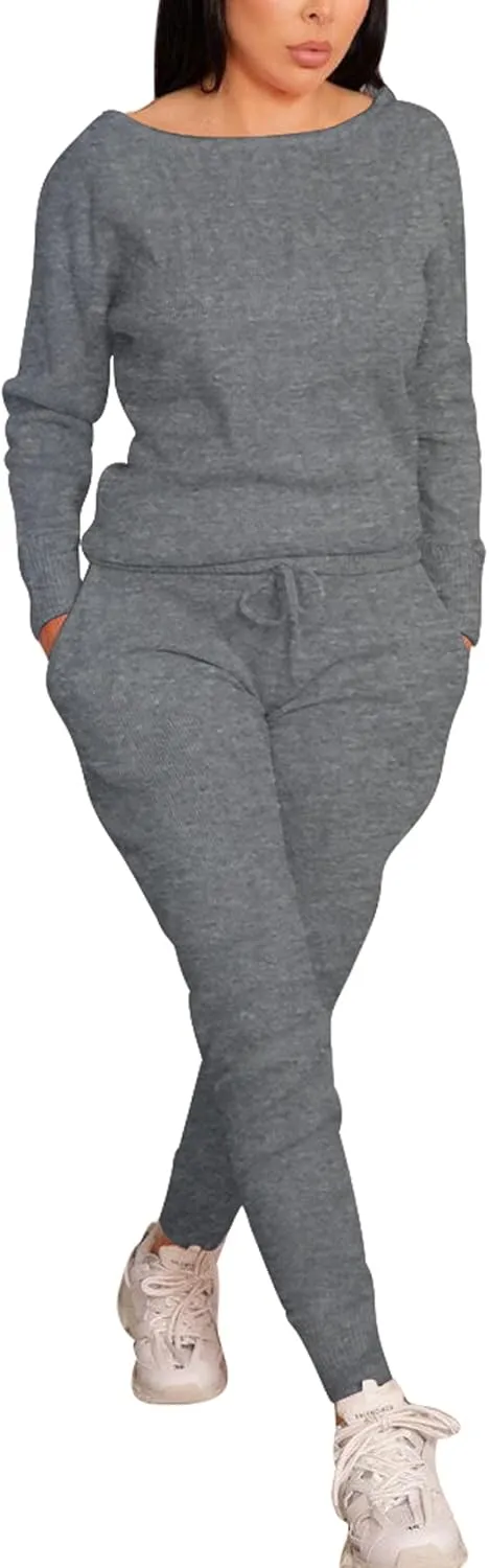 VASAUGE Women's Workout 2 Piece Tracksuit Outfits Long Sleeve Tops Track Sweat Suits Jogger Pants Sets Sweatsuit