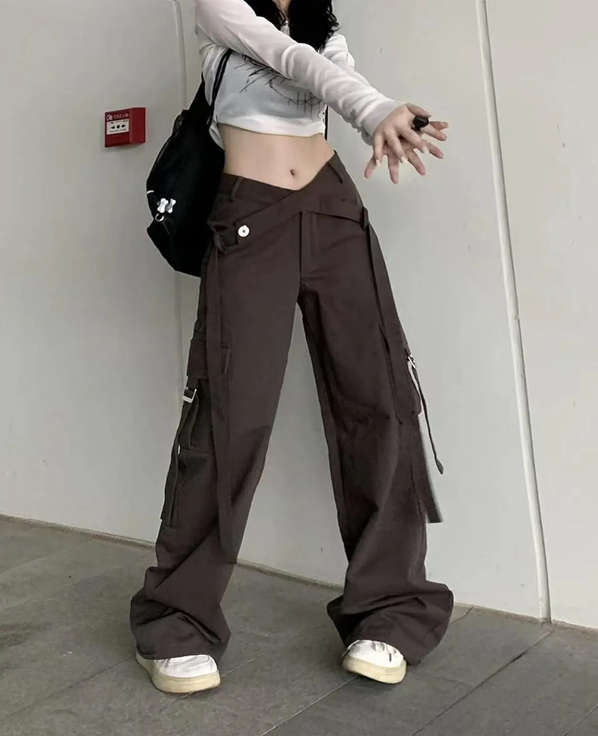 VOIKERDR Cargo Pants Women High Rise Baggy Straight Leg Cargo Pants Street wear Casual Trousers with Pockets Y2K Pants