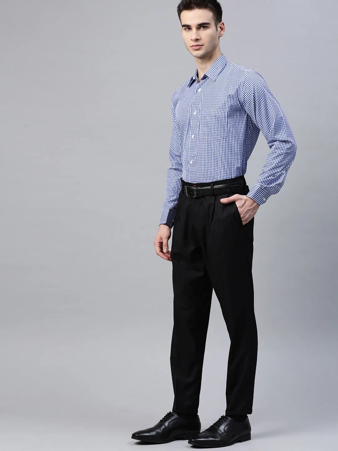 White & Blue: Micro Checked Shirt