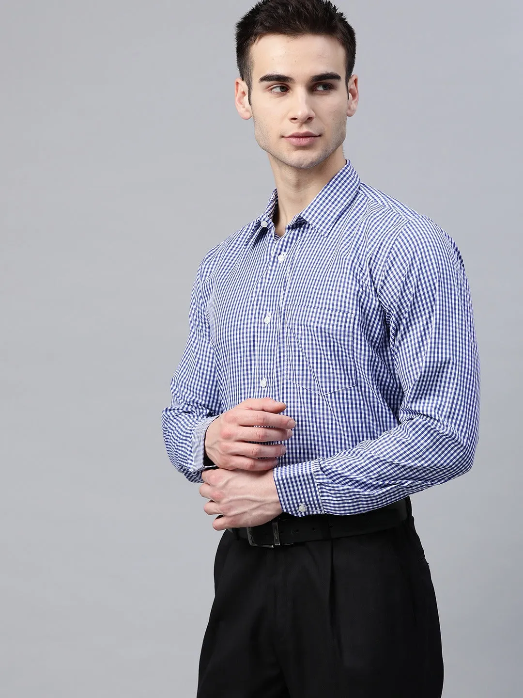 White & Blue: Micro Checked Shirt
