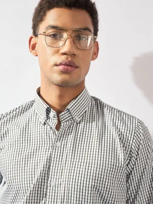 White and Black: Micro Checked Formal Shirt
