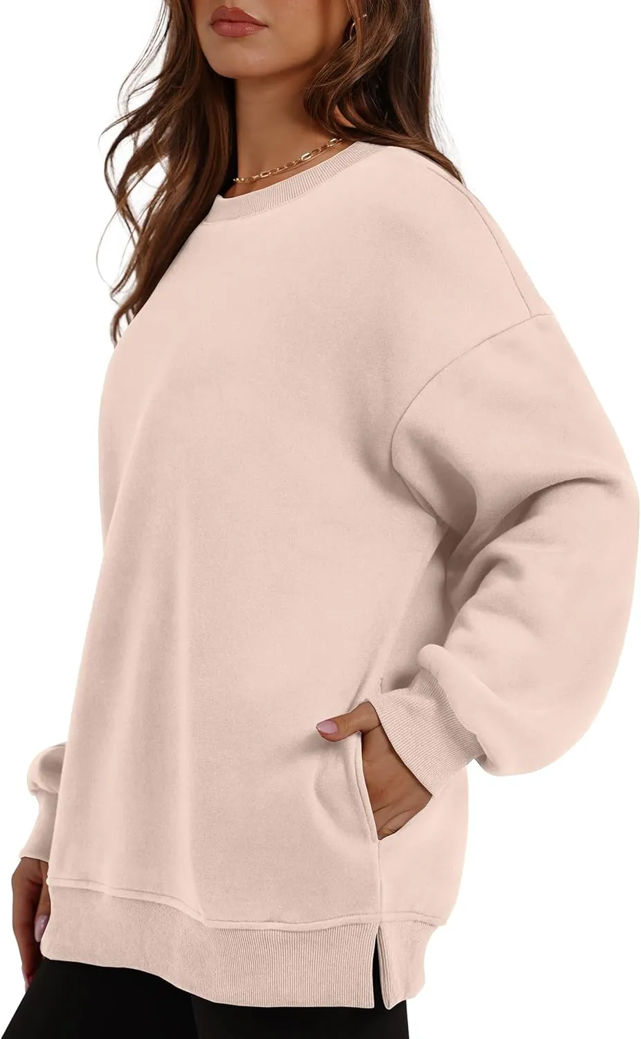 WIHOLL Womens Oversized Sweatshirts Crewneck Long Sleeve Tops Fleece Pullover Fall Fashion Clothes with Pocket