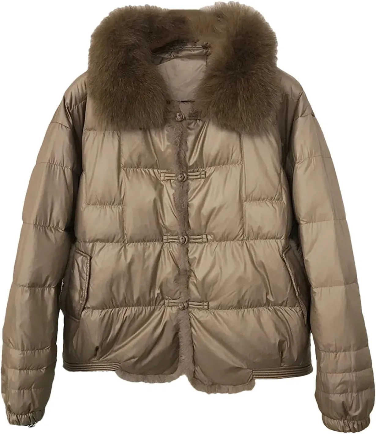 Winter Women White Duck Down Jacket Short Warm Puffer Loose Vintage Parka Outerwear