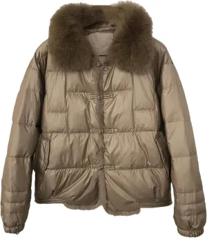 Winter Women White Duck Down Jacket Short Warm Puffer Loose Vintage Parka Outerwear