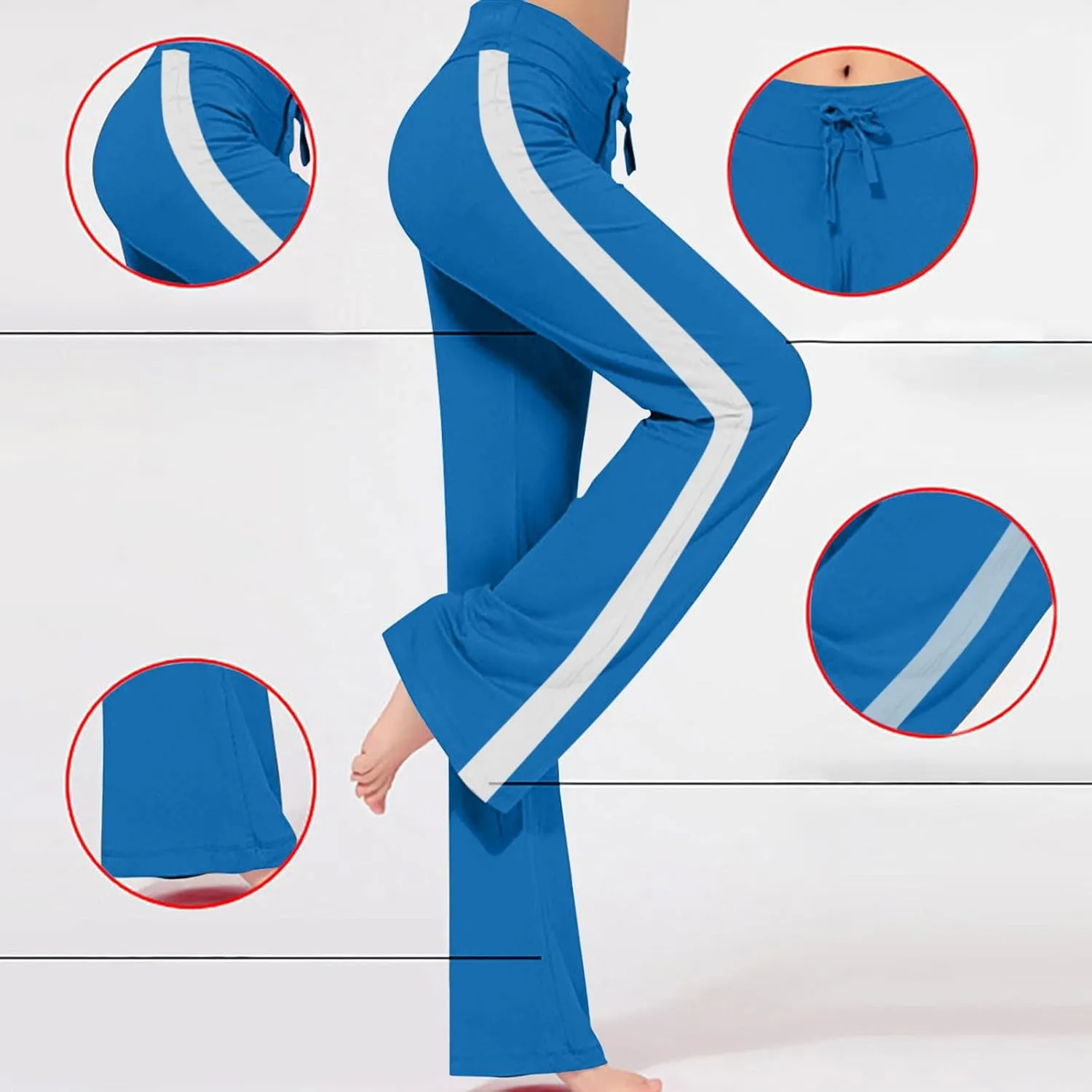 Wkishenl Wide Leg Yoga Pants for Women Drawstring High Waisted Lounge Pants Stretch Comfy Sweatpants Casual Wide Leg Trousers