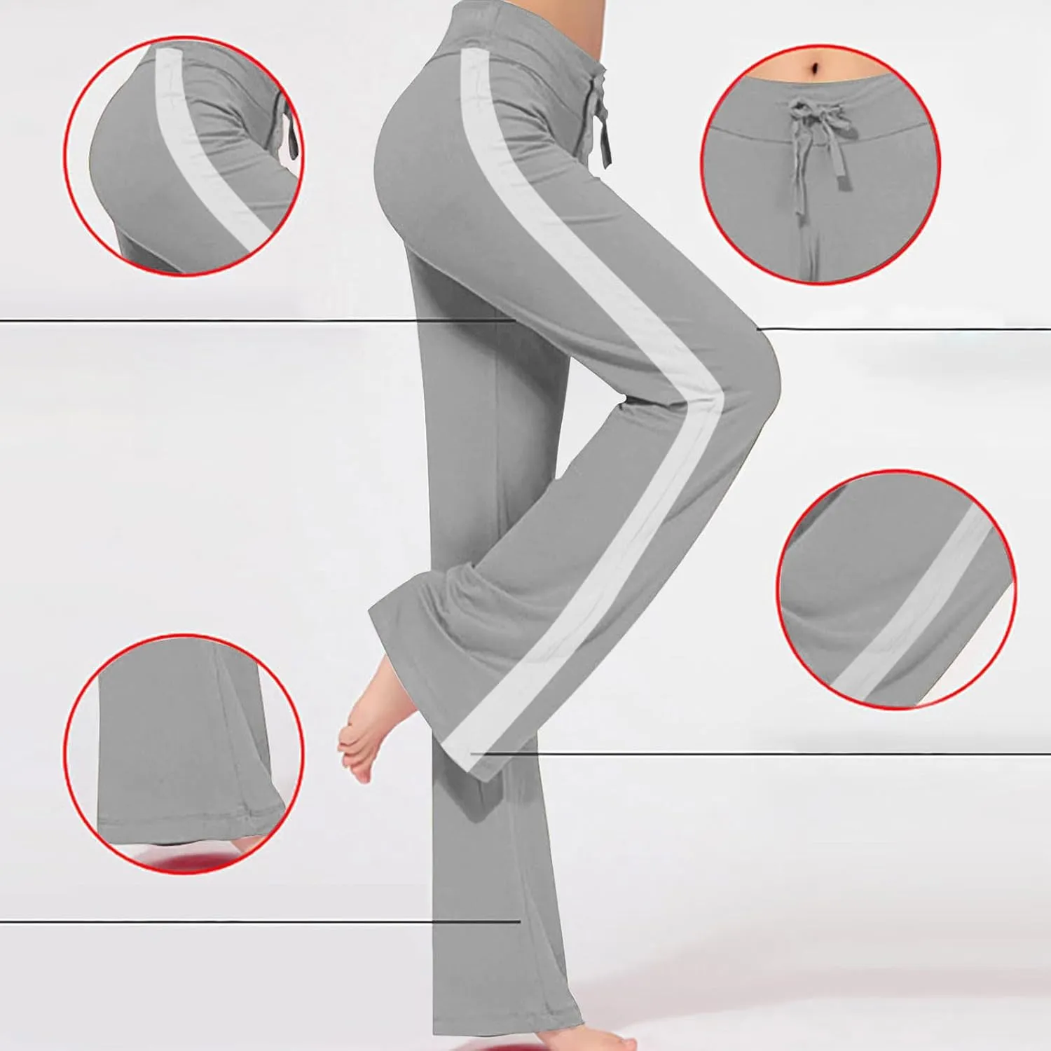 Wkishenl Wide Leg Yoga Pants for Women Drawstring High Waisted Lounge Pants Stretch Comfy Sweatpants Casual Wide Leg Trousers
