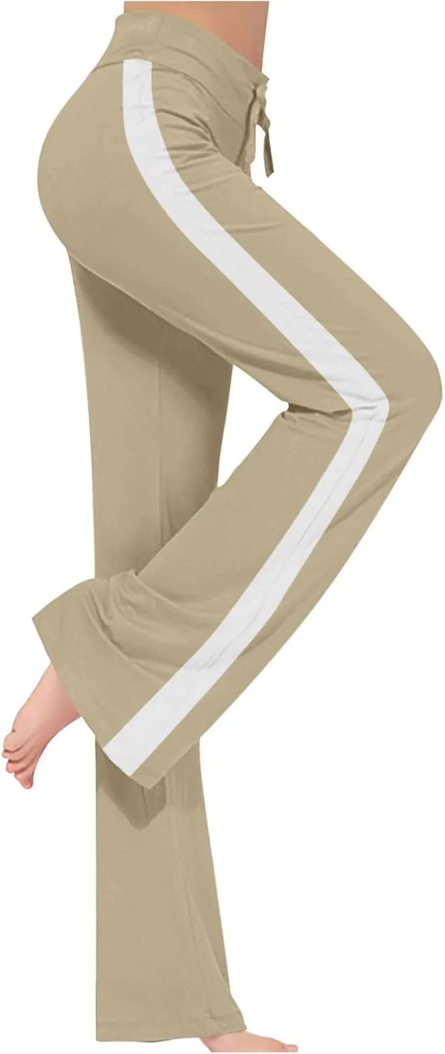 Wkishenl Wide Leg Yoga Pants for Women Drawstring High Waisted Lounge Pants Stretch Comfy Sweatpants Casual Wide Leg Trousers