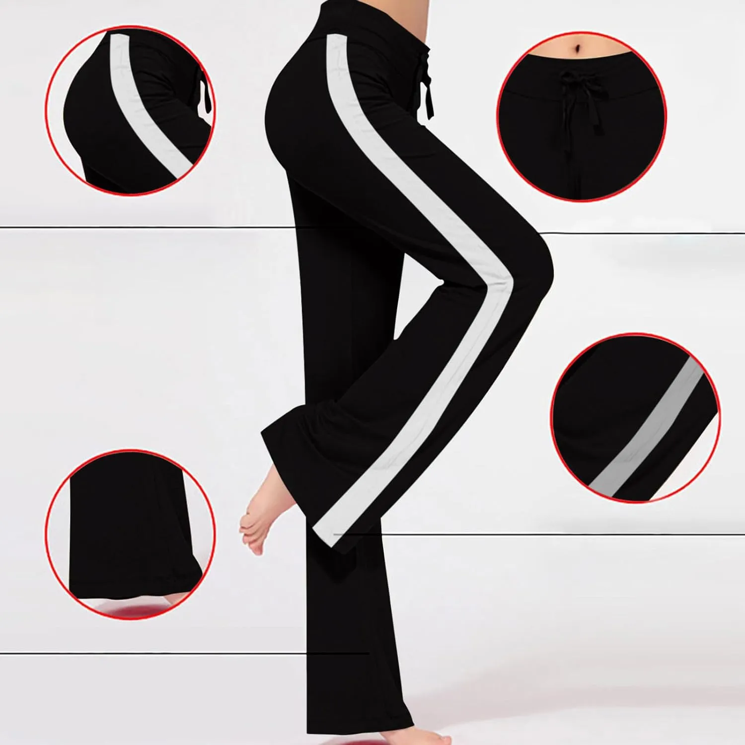 Wkishenl Wide Leg Yoga Pants for Women Drawstring High Waisted Lounge Pants Stretch Comfy Sweatpants Casual Wide Leg Trousers