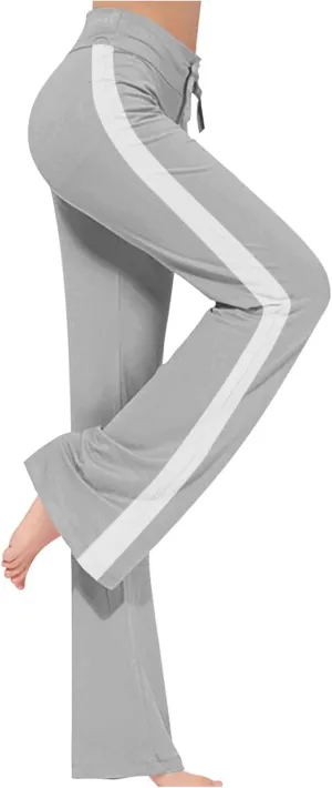 Wkishenl Wide Leg Yoga Pants for Women Drawstring High Waisted Lounge Pants Stretch Comfy Sweatpants Casual Wide Leg Trousers