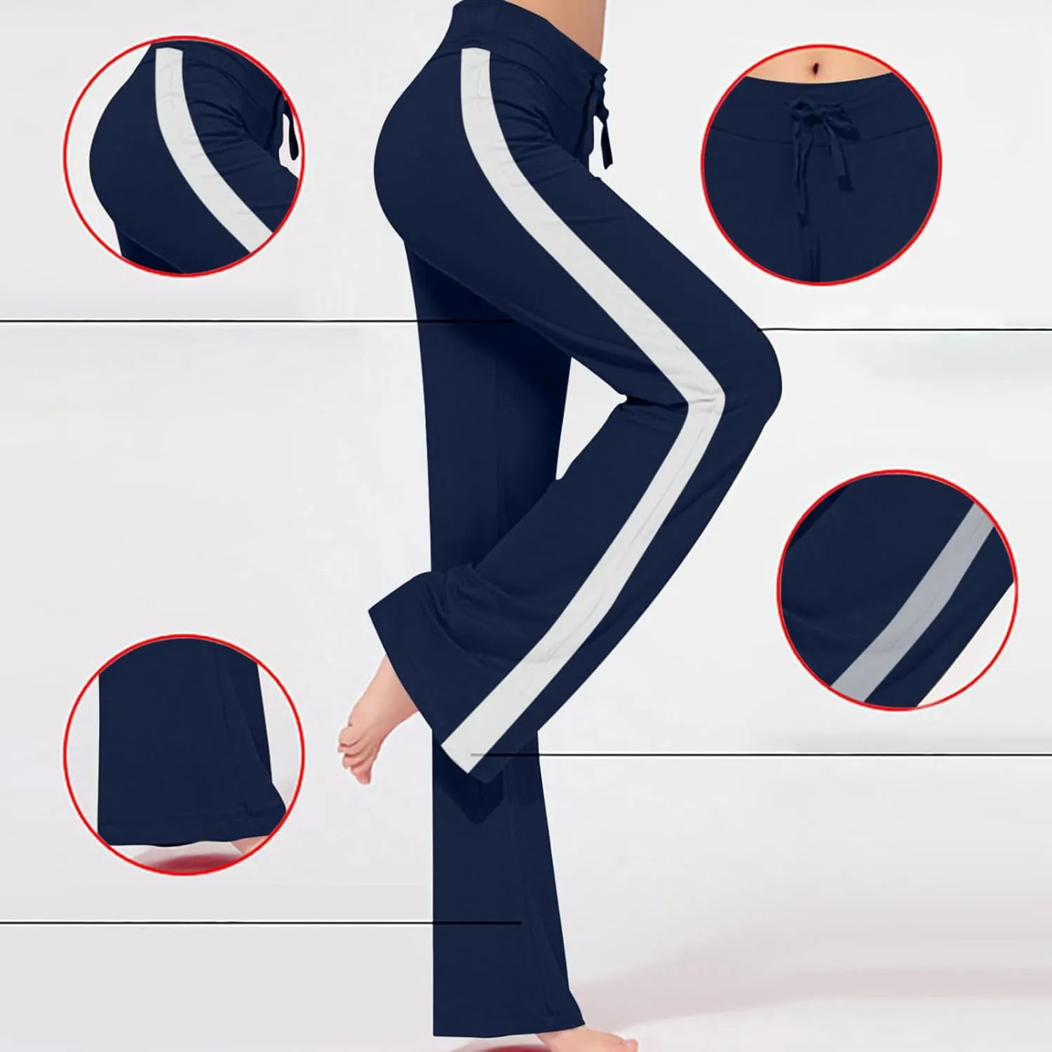 Wkishenl Wide Leg Yoga Pants for Women Drawstring High Waisted Lounge Pants Stretch Comfy Sweatpants Casual Wide Leg Trousers
