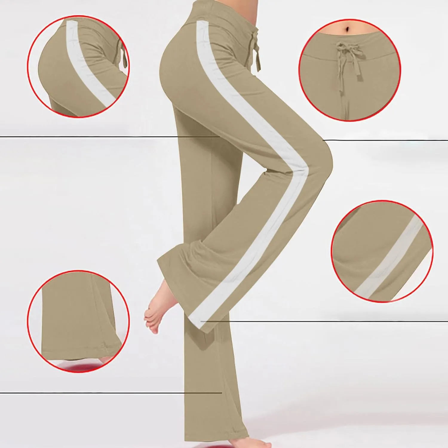 Wkishenl Wide Leg Yoga Pants for Women Drawstring High Waisted Lounge Pants Stretch Comfy Sweatpants Casual Wide Leg Trousers