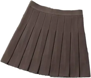 Women Fashion School Uniform Mini Pleated Skirts Stretch High Waist A-Line Skater Skirt