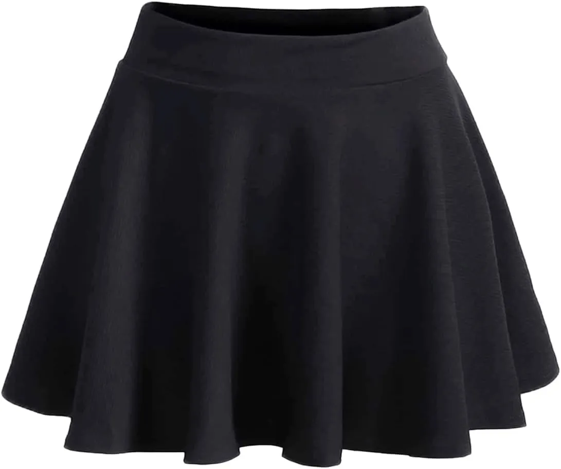 Women High Waist Flowy Basic Versatile Stretchy Flared Casual Pleated Mini Skirts with Lining Shorts