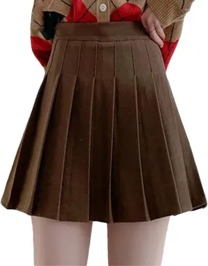 Women High Waist Mini Wool Skirts School Short Tennis Casual Pleated Skirts