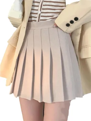 Women High Waist Mini Wool Skirts School Short Tennis Casual Pleated Skirts
