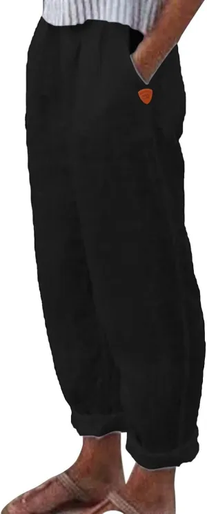 Women High Waisted Wide Leg Pants Fashion Drawstring Elastic Trousers Comfy Straight Leg Long Pants with Pockets