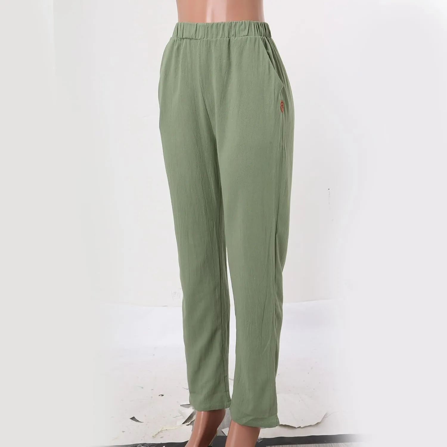 Women High Waisted Wide Leg Pants Fashion Drawstring Elastic Trousers Comfy Straight Leg Long Pants with Pockets