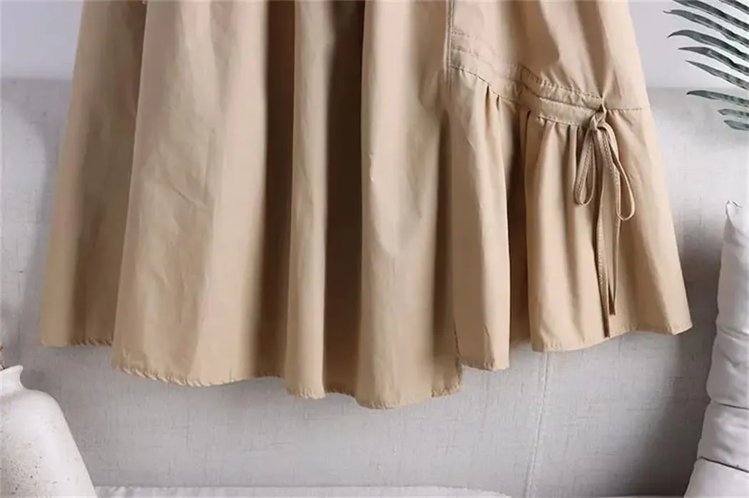 Women Summer Solid Colors Midi Skirts Irregular Loose Office Lady Basic A-Line High Waist Skirt